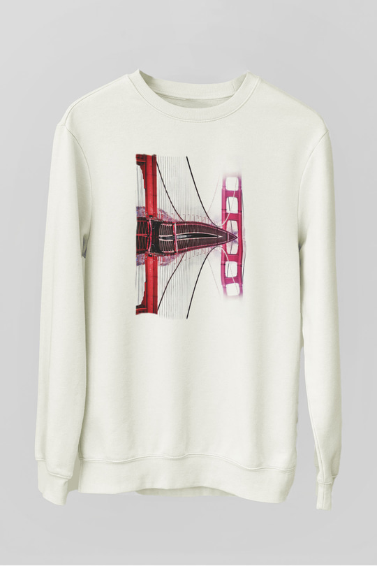 Golden Gate Bridge Beyaz Unisex Sweatshirt