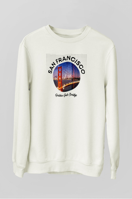 Golden Gate Bridge Beyaz Unisex Sweatshirt