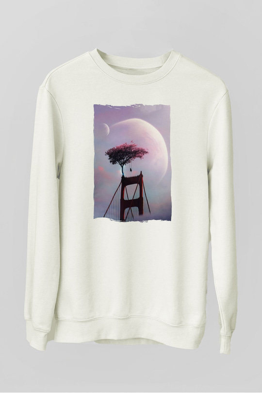Golden Gate Bridge Beyaz Unisex Sweatshirt