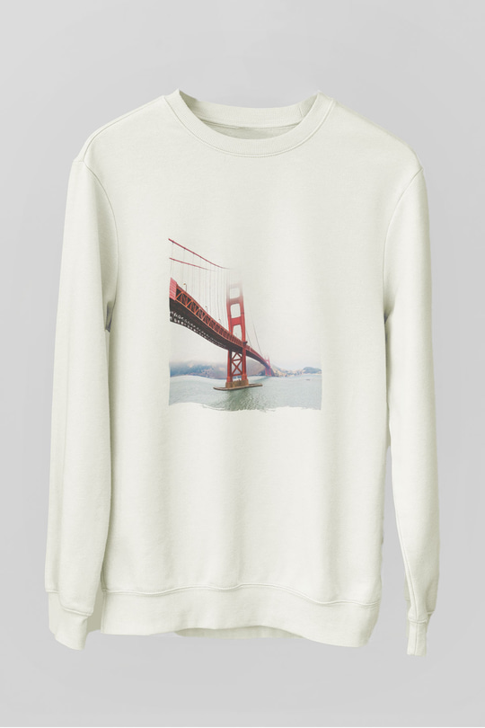 Golden Gate Bridge Beyaz Unisex Sweatshirt