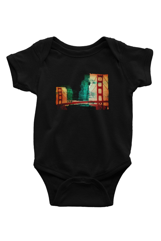 Golden Gate Bridge Siyah Bebek Body - Zıbın