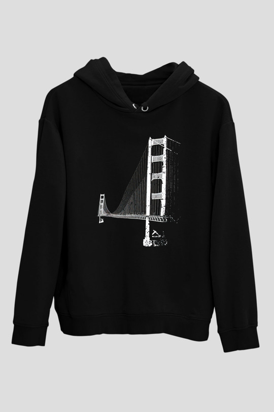 Golden Gate Bridge Siyah Unisex Hoodie