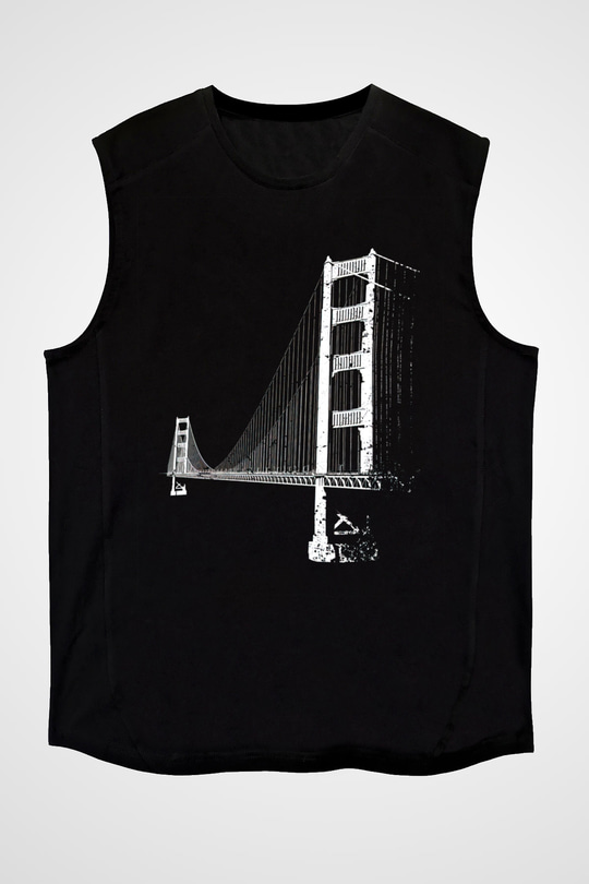 Golden Gate Bridge Siyah Unisex Kolsuz Tişört