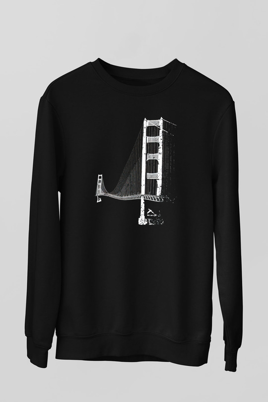 Golden Gate Bridge Siyah Unisex Sweatshirt