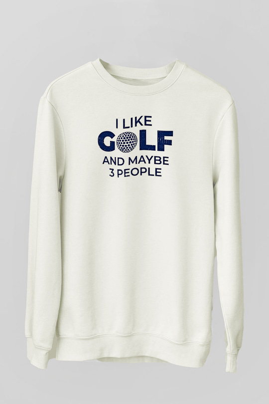 Golf Baskılı Unisex Ekru Sweatshirt