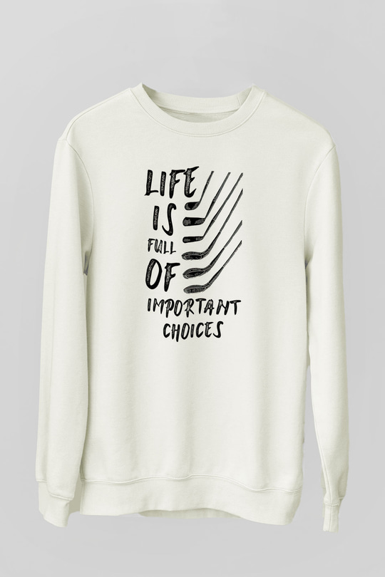 Golf Baskılı Unisex Ekru Sweatshirt