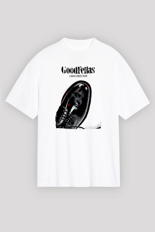 Goodfellas Baskılı Beyaz Unisex Oversize Tişört - Tshirt
