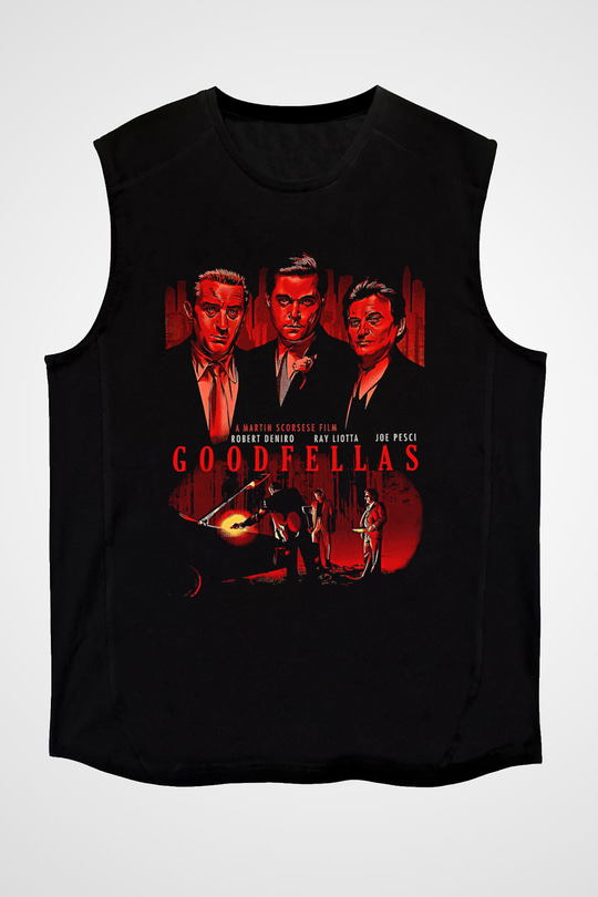 Goodfellas Baskılı Unisex Siyah Kolsuz Tişört - Tshirt