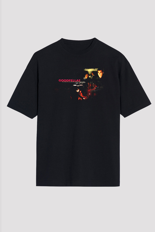 Goodfellas Baskılı Unisex Siyah Oversize Tişört - Tshirt