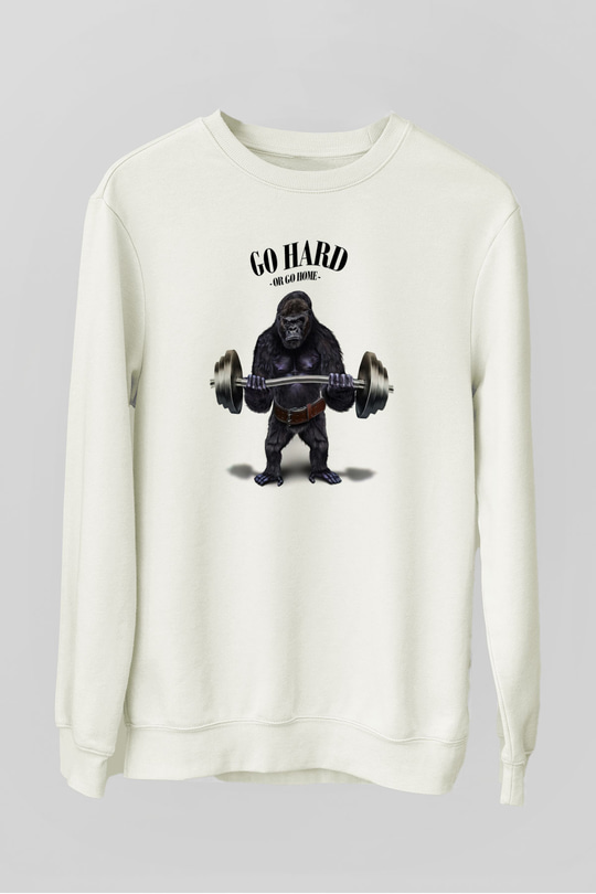 Goril Beyaz Unisex Sweatshirt
