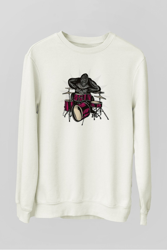 Goril Beyaz Unisex Sweatshirt