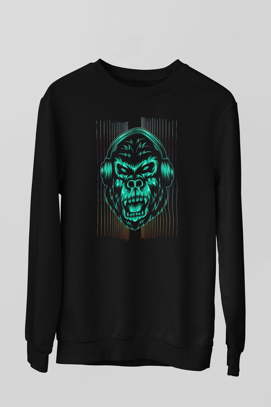 Goril Siyah Unisex Sweatshirt