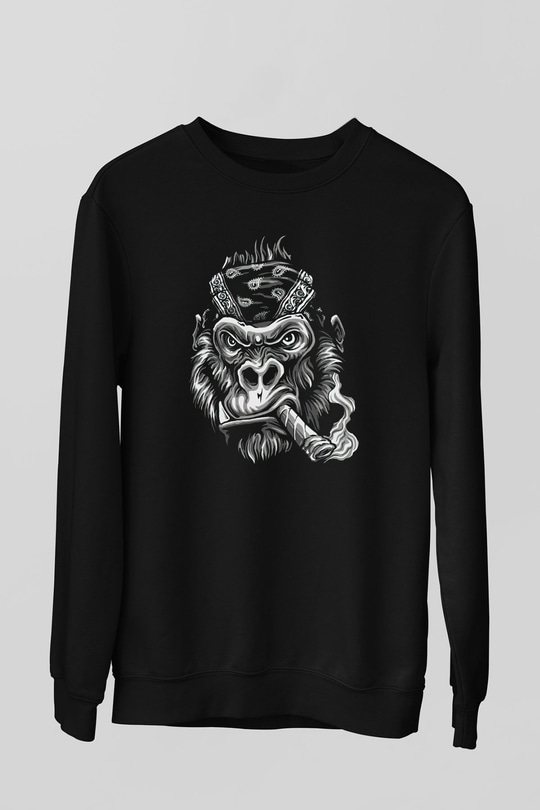 Goril Siyah Unisex Sweatshirt