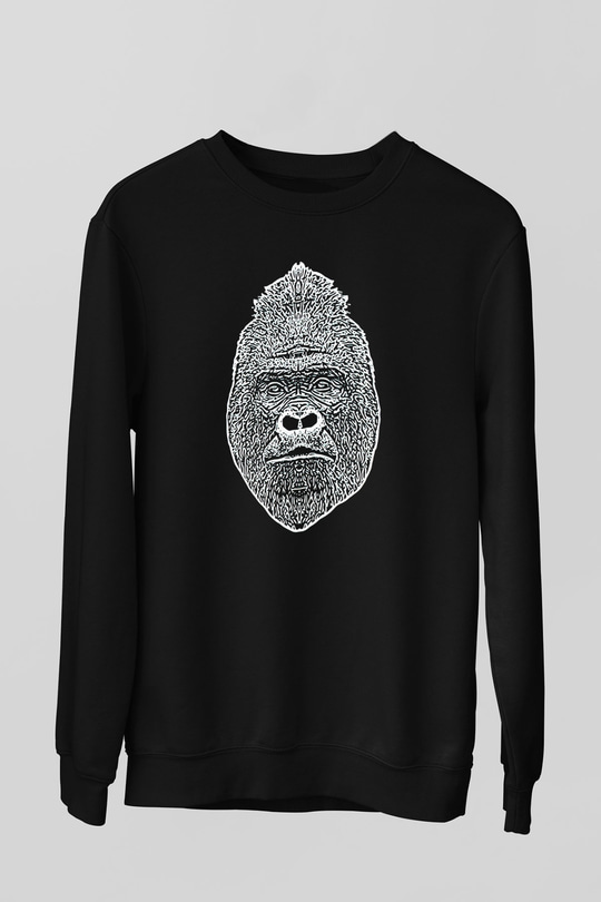 Goril Siyah Unisex Sweatshirt