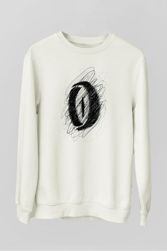 Göz Baskılı Unisex Beyaz  Sweatshirt
