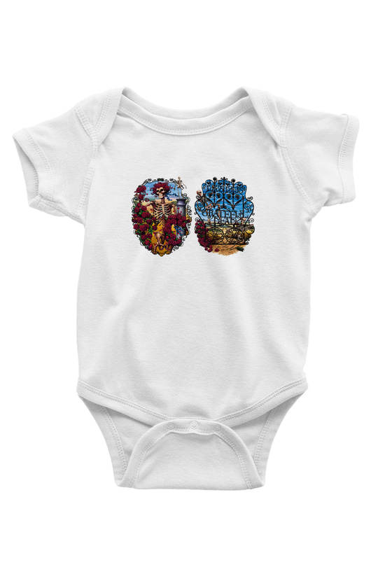 Grateful Dead Baskılı Beyaz Unisex Bebek Body - Zıbın