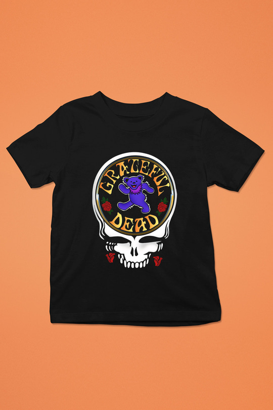 Grateful Dead Baskılı Siyah Unisex Çocuk Tişört