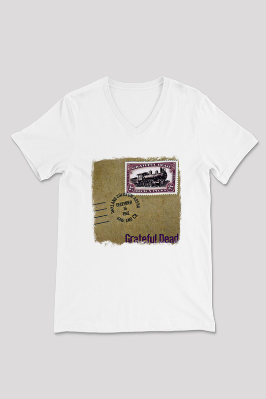 Grateful Dead Baskılı Unisex Beyaz V Yaka Tişört