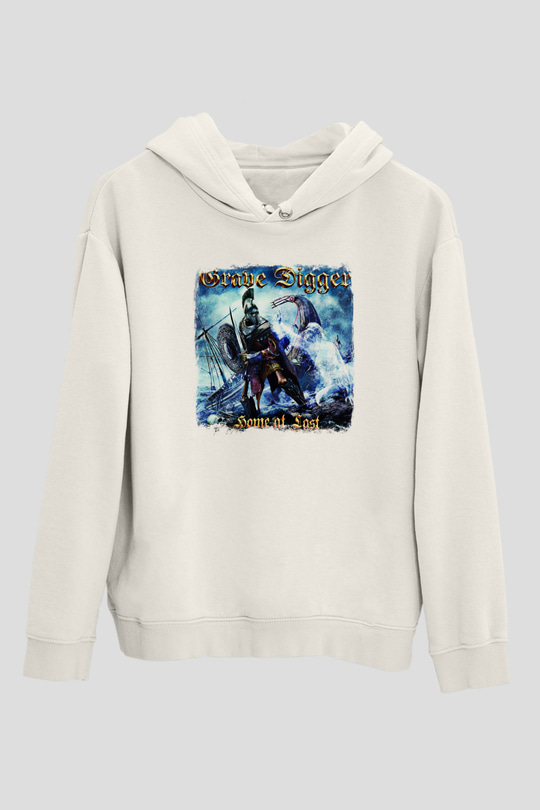 Grave Digger Baskılı Unisex Beyaz Hoodie