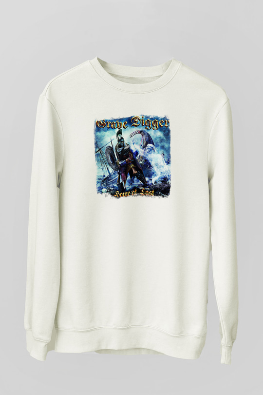 Grave Digger Baskılı Unisex Beyaz Sweatshirt