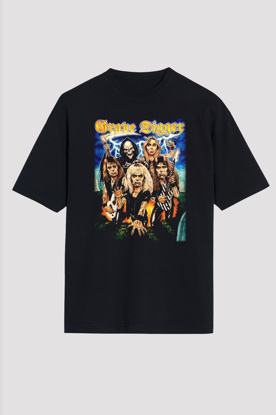 Grave Digger Siyah Unisex Oversize Tişört T-Shirt