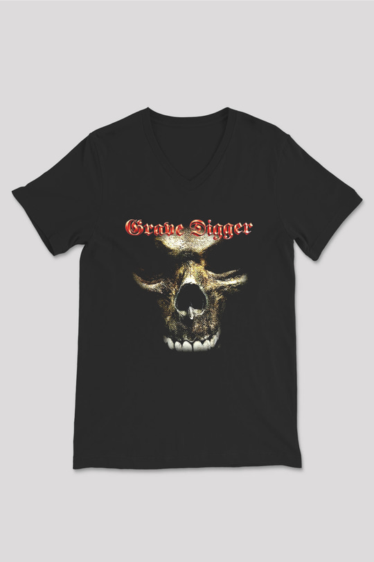 Grave Digger Siyah Unisex V Yaka Tişört