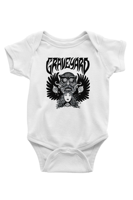 Graveyard Baskılı Beyaz Unisex Bebek Body - Zıbın