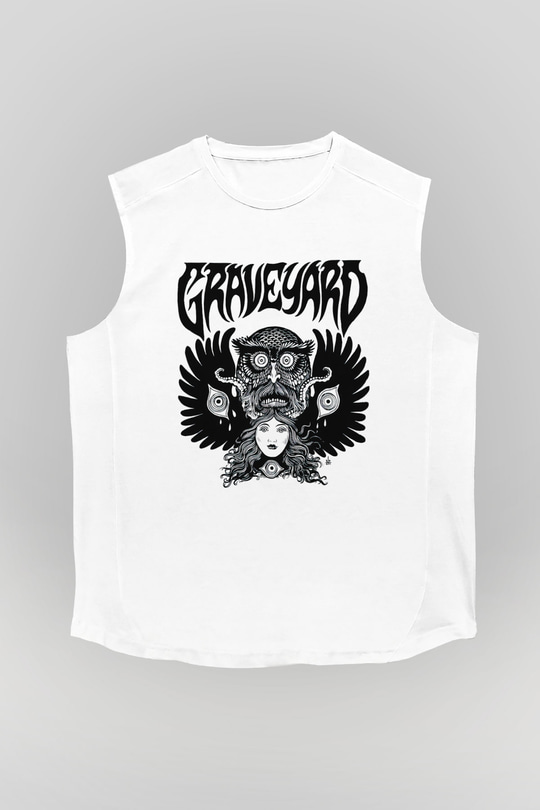 Graveyard Beyaz Unisex Kolsuz Tişört