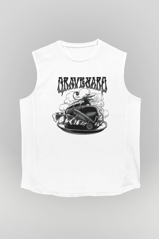 Graveyard Beyaz Unisex Kolsuz Tişört