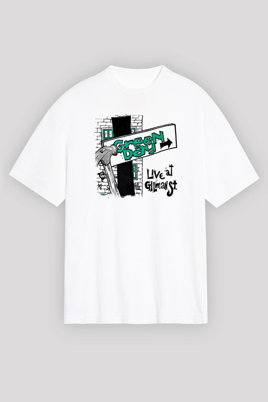 Green Day Baskılı Unisex Beyaz Oversize Tişört
