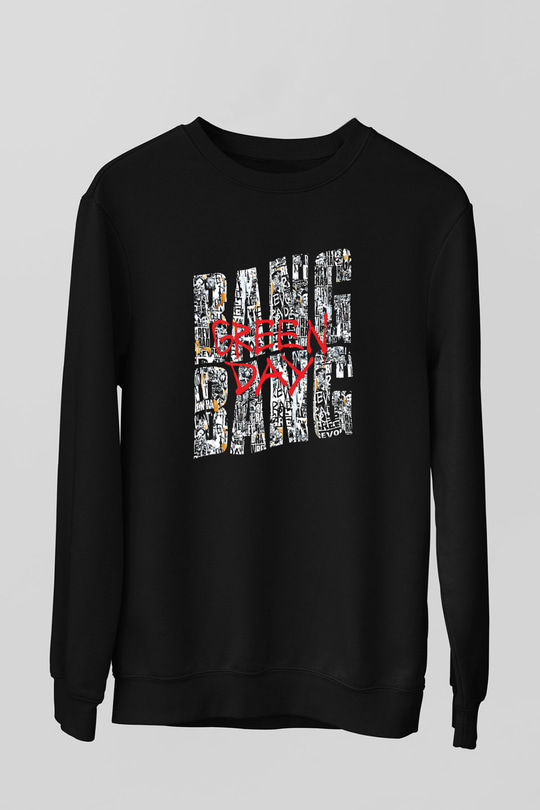 Green Day Baskılı Unisex Siyah Sweatshirt