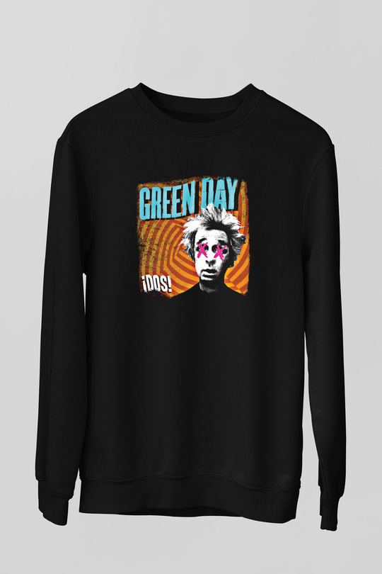Green Day Baskılı Unisex Siyah Sweatshirt