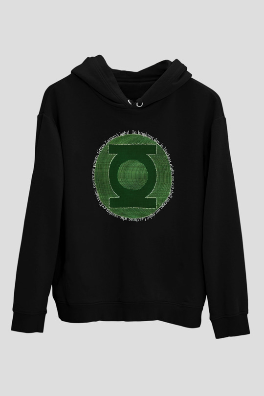 Green Lantern Siyah Unisex Kapüşonlu Sweatshirt