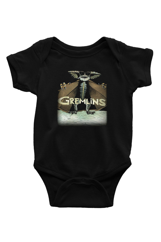 Gremlins Baskılı Siyah Bebek Body - Zıbın