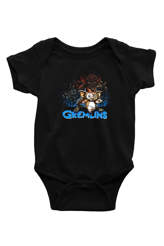 Gremlins Baskılı Siyah Bebek Body - Zıbın