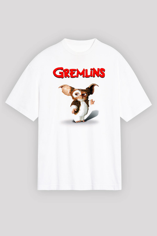 Gremlins Beyaz Unisex Oversize Tişört T-Shirt