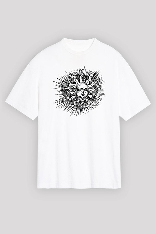 Güneş Beyaz Unisex Oversize Tişört T-Shirt