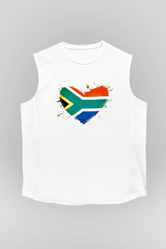Güney Afrika Cumhuriyeti Beyaz Unisex Kolsuz Tişört