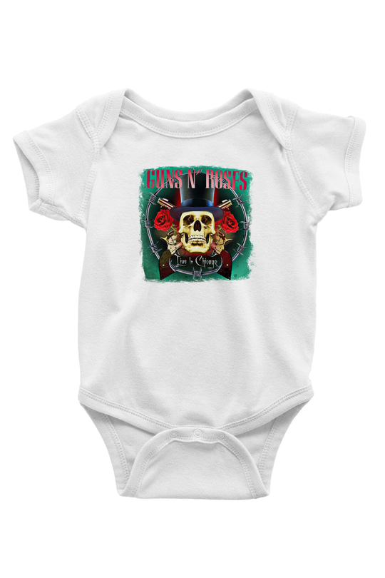 Guns N' Roses Baskılı Unisex Beyaz Bebek Body - Zıbın