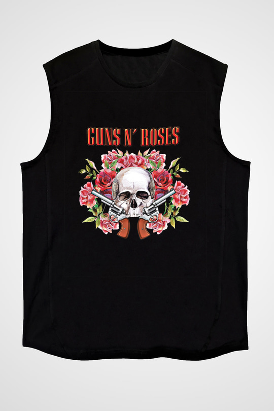 Guns N' Roses Baskılı Unisex Siyah Kolsuz Tişört