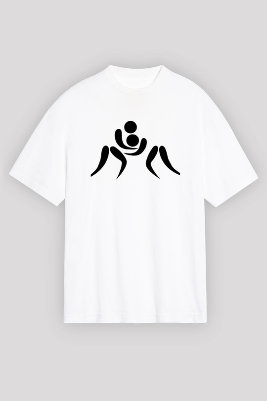 Güreş Beyaz Unisex Oversize Tişört T-Shirt