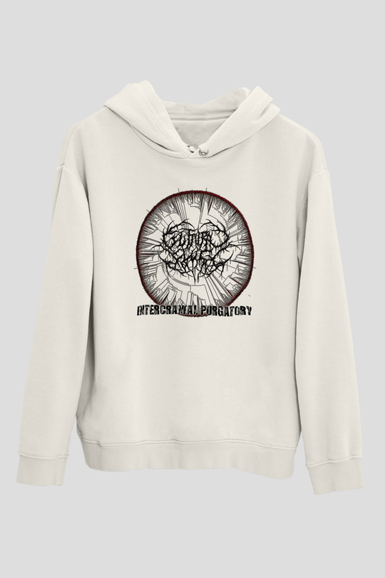 Guttural Slug Baskılı Beyaz Unisex Kapüşonlu Sweatshirt