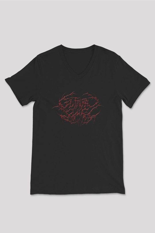 Guttural Slug Baskılı Unisex Siyah V Yaka Tişört - Tshirt