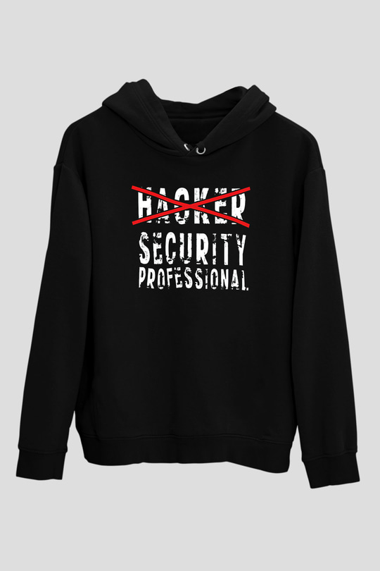 Hacker Baskılı Unisex Siyah Hoodie