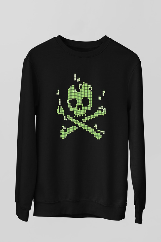 Hacker Baskılı Unisex Siyah Sweatshirt