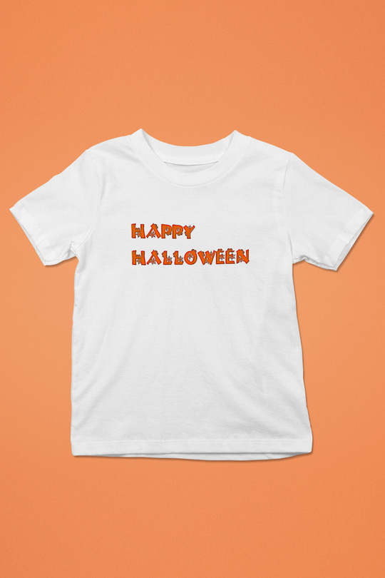 Halloween Baskılı Beyaz Unisex Beyaz Çocuk Tişört - Tshirt