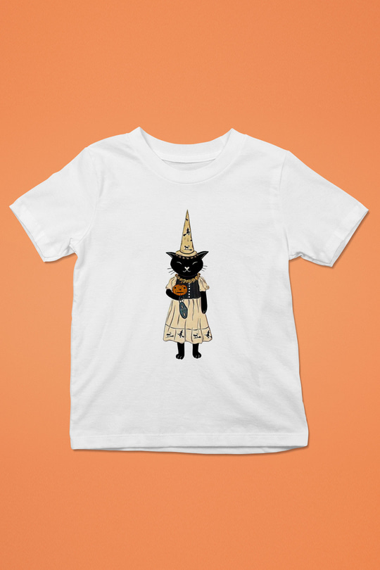 Halloween Baskılı Beyaz Unisex Beyaz Çocuk Tişört - Tshirt