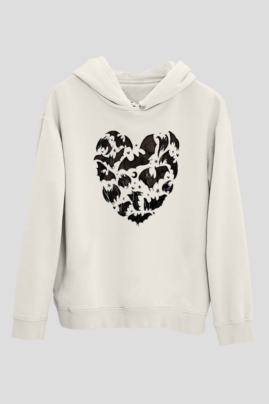 Halloween Baskılı Beyaz Unisex Kapüşonlu Sweatshirt
