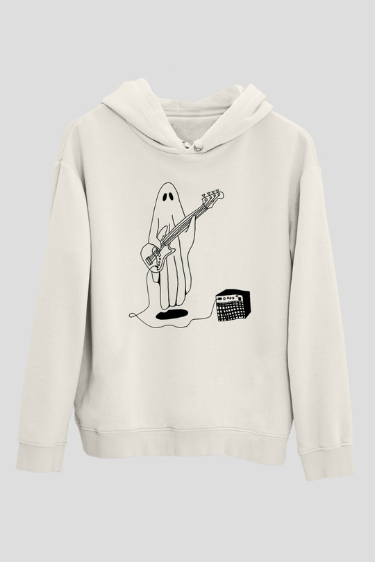 Halloween Baskılı Beyaz Unisex Kapüşonlu Sweatshirt