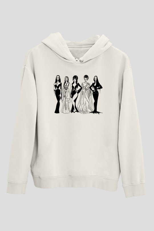 Halloween Baskılı Beyaz Unisex Kapüşonlu Sweatshirt
